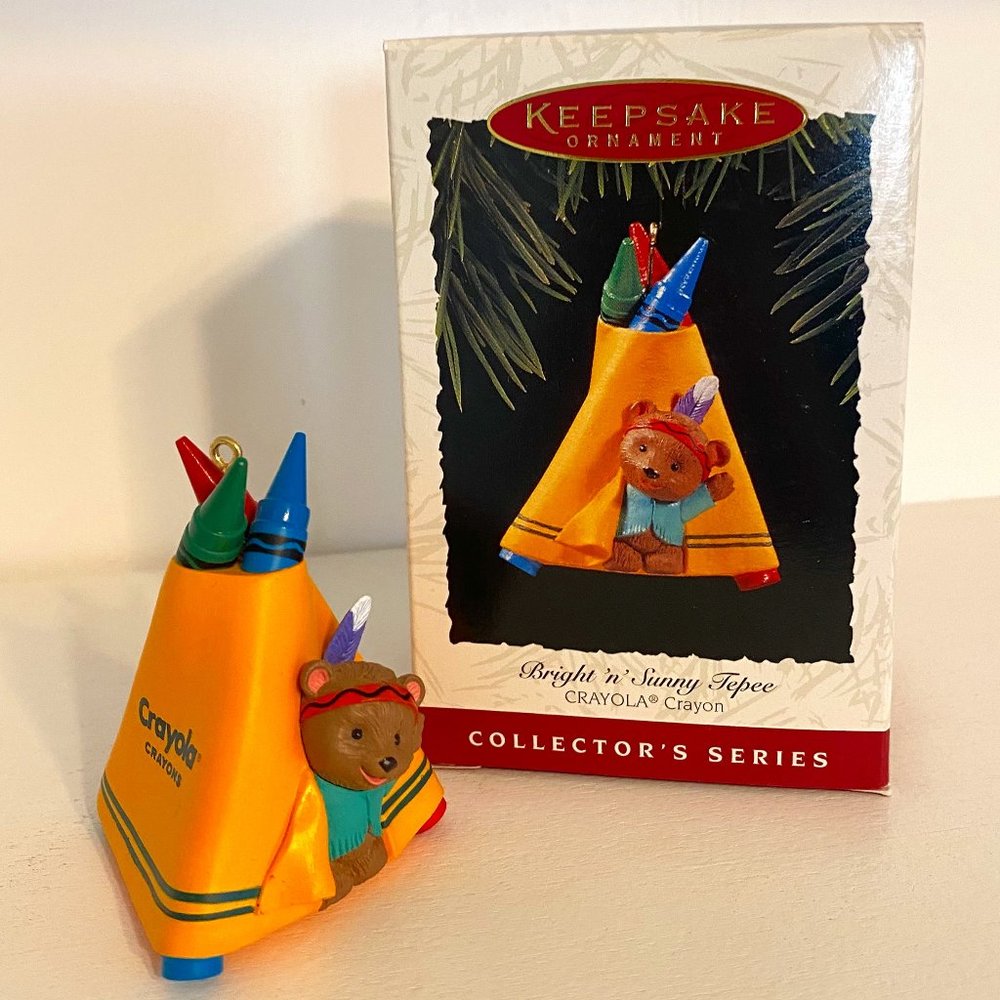 Vintage Hallmark "Bright 'n' Sunny Tepee" Crayola Crayon Ornament Dated 1995